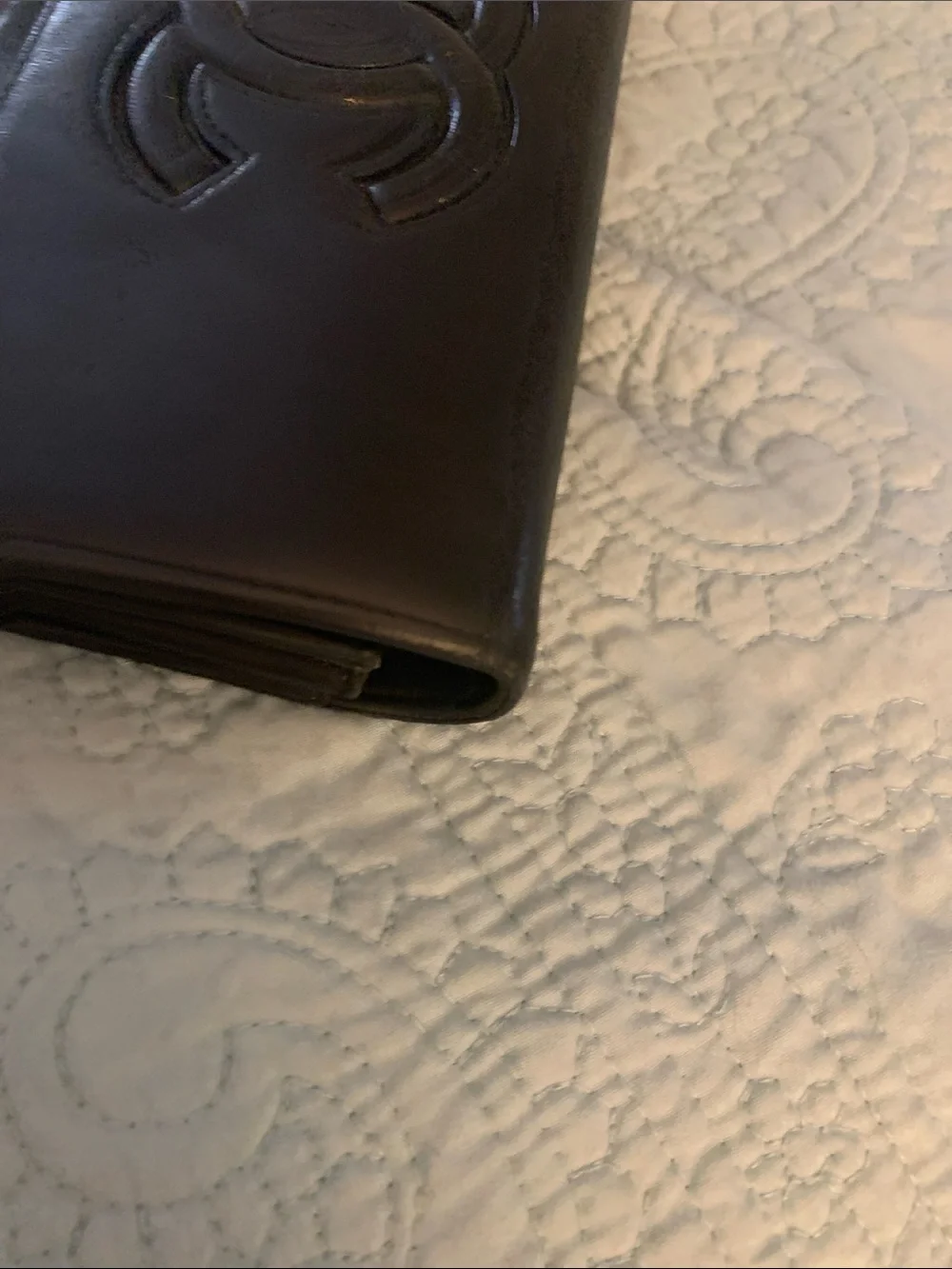 CHANEL Black Leather CC Logo Long Wallet